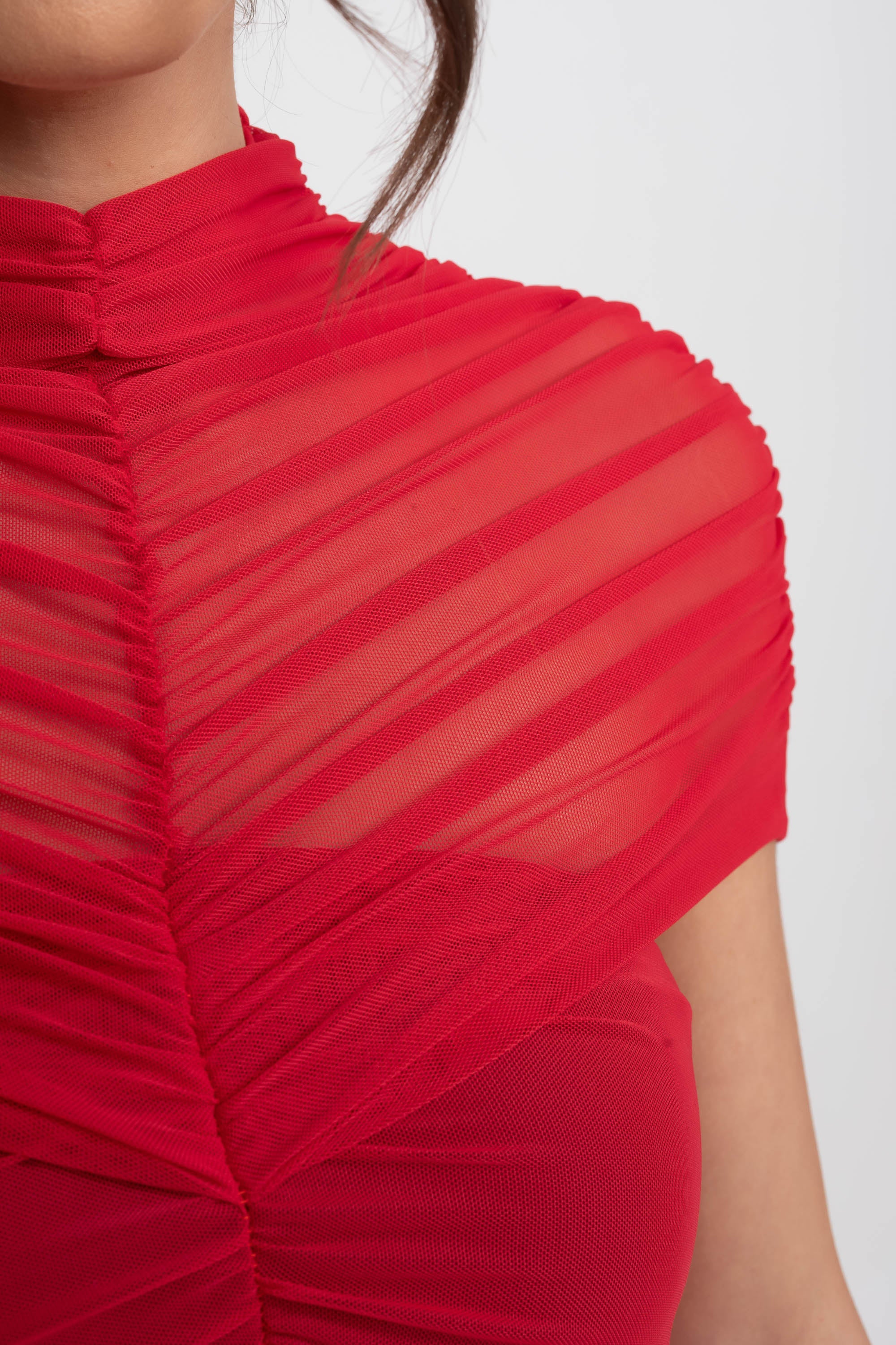 Ruched Off-The-Shoulder Maxi Dress With Cut-Out Waist - Crimson