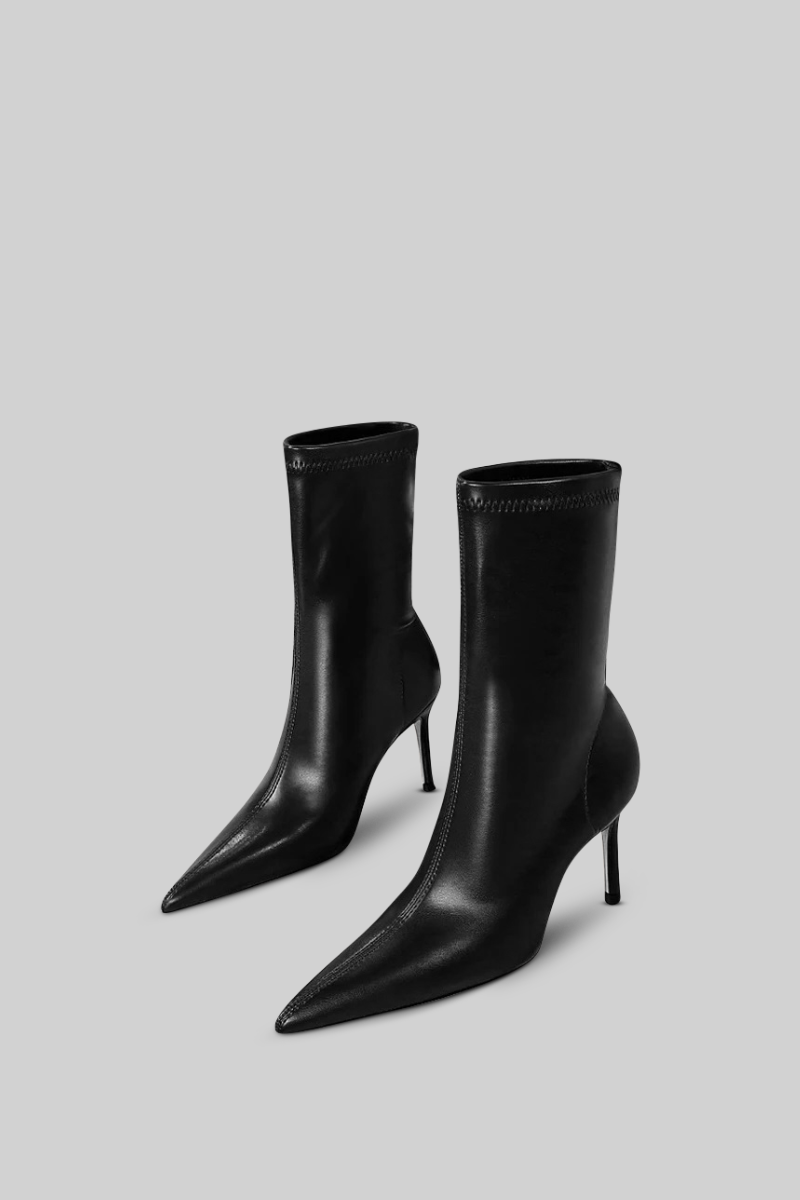 Cizme stiletto până la gleznă - Negru