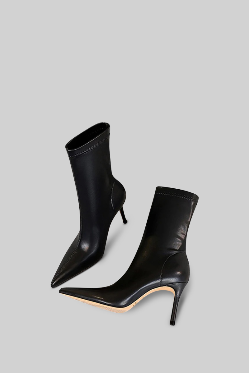 Cizme stiletto până la gleznă - Negru