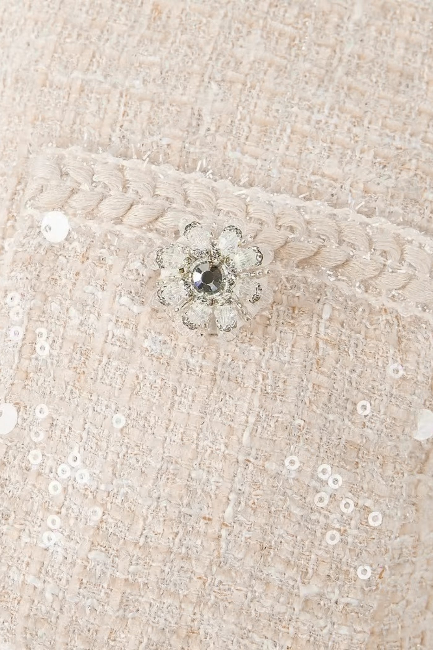 Set texturat cu buzunare frontale și fustă plisată transparentă - Ivoire