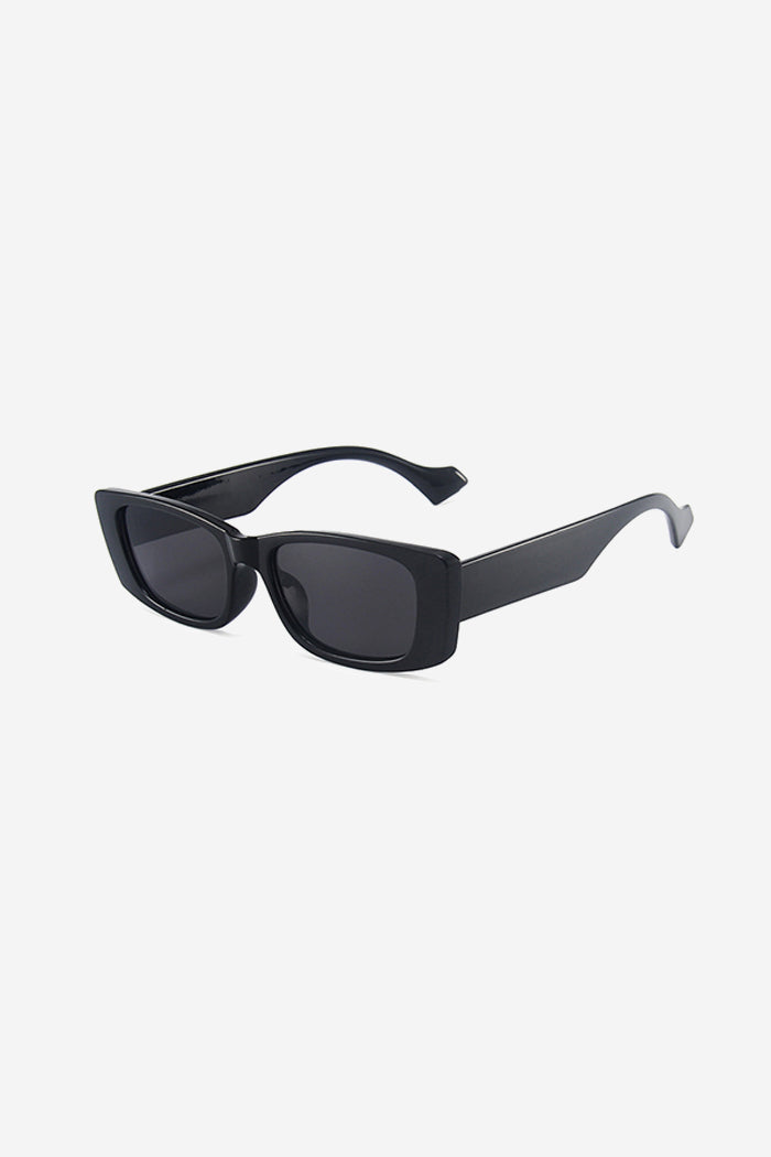 Thick Frame Rectangle Sunglasses with Glossy Finish – Black