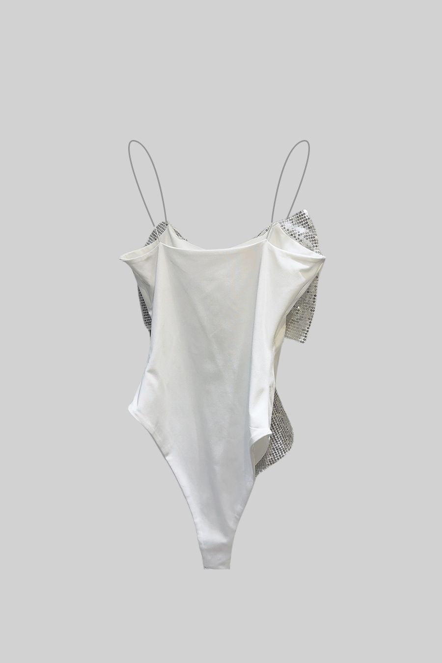 Body cu fundă mare din paiete pe partea din față - Alb