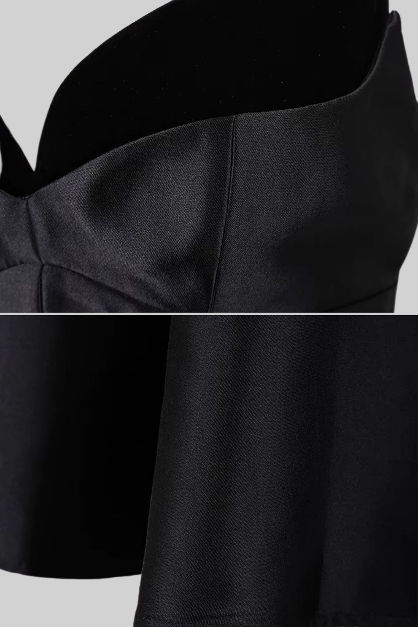 Rochie mulată fără mâneci, cu decolteu în formă de inimă și fustă evazată până la genunchi - Negru