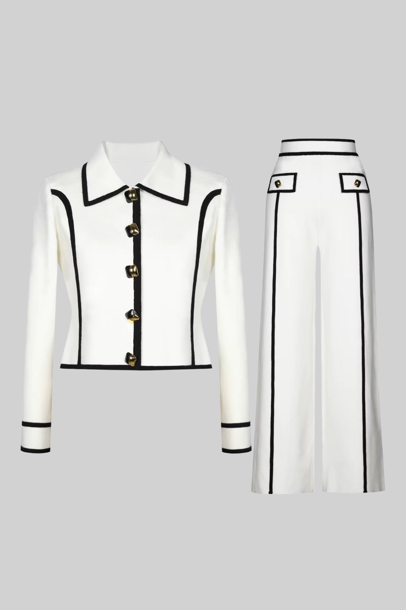 Tailored Ensemble With Contrasting Trim - White