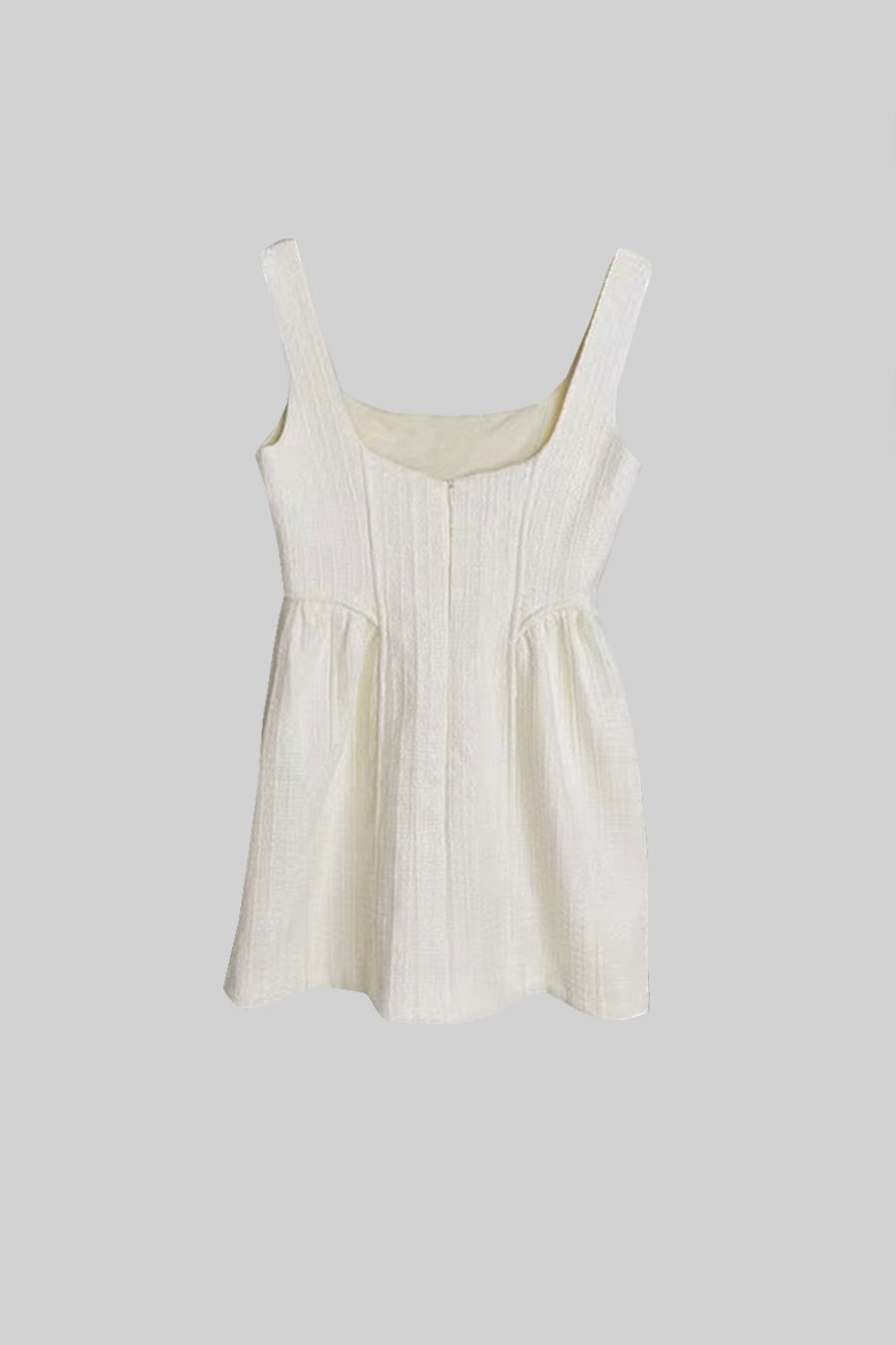 Rochie mini texturată fără mâneci cu corset ajustat - Ivoire