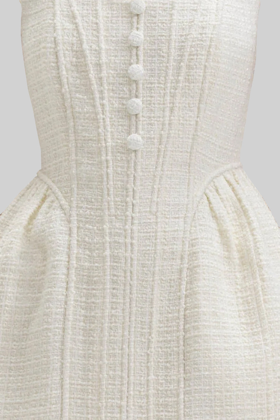 Rochie mini texturată fără mâneci cu corset ajustat - Ivoire