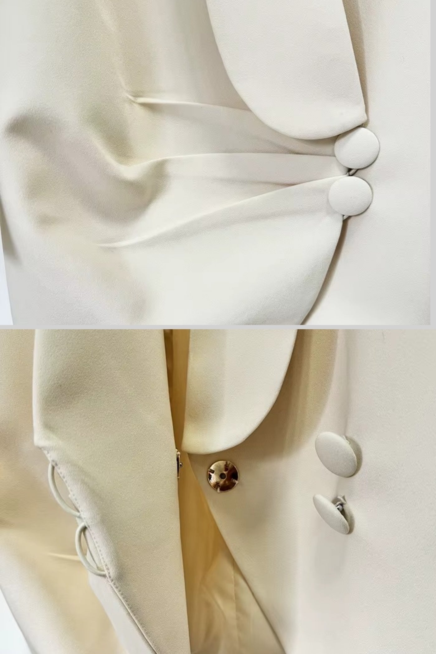 Sacou Drapat cu Broderie Complexă pe Umeri - Ivoire