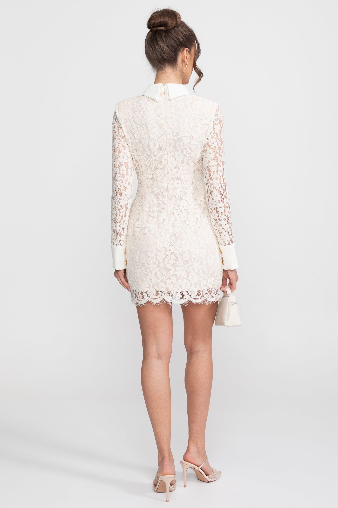 Rochie mini tricotată fără mâneci, cu tiv scallop - Ivoire