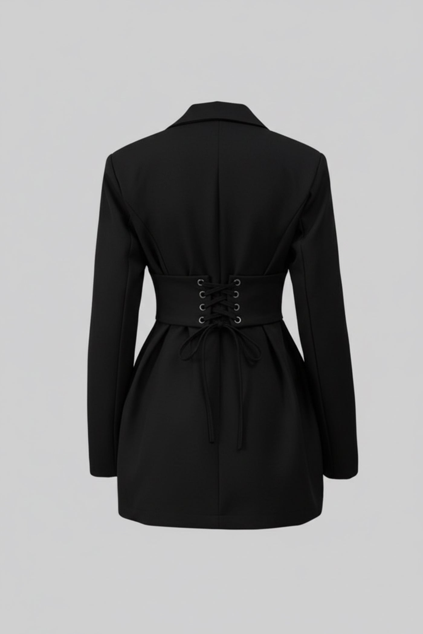 Rochie Mini Structurată cu Blazer și Talie Corset – Negru