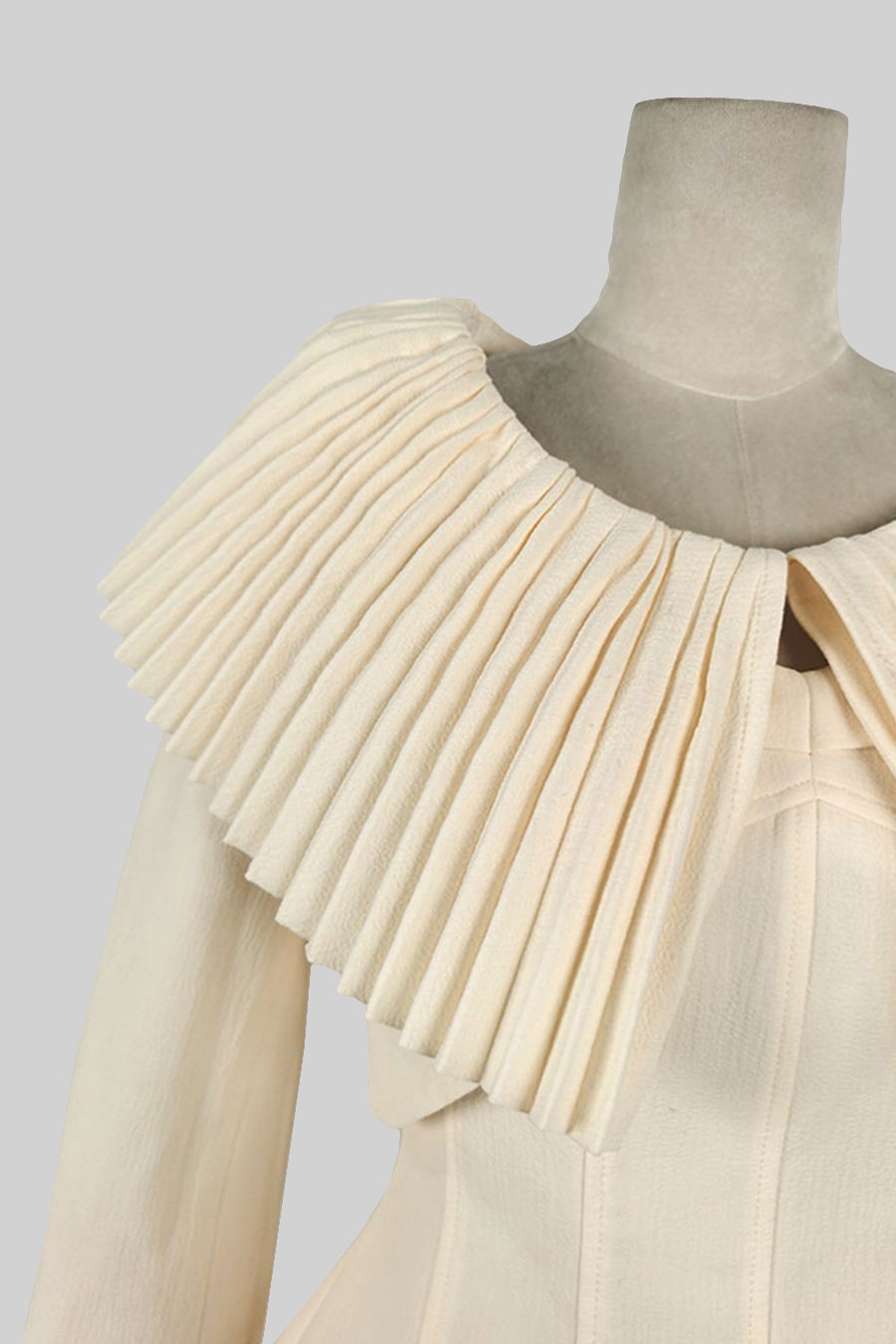 Rochie elegantă în 3 piese cu guler pliat detașabil și fustă - Ivoire