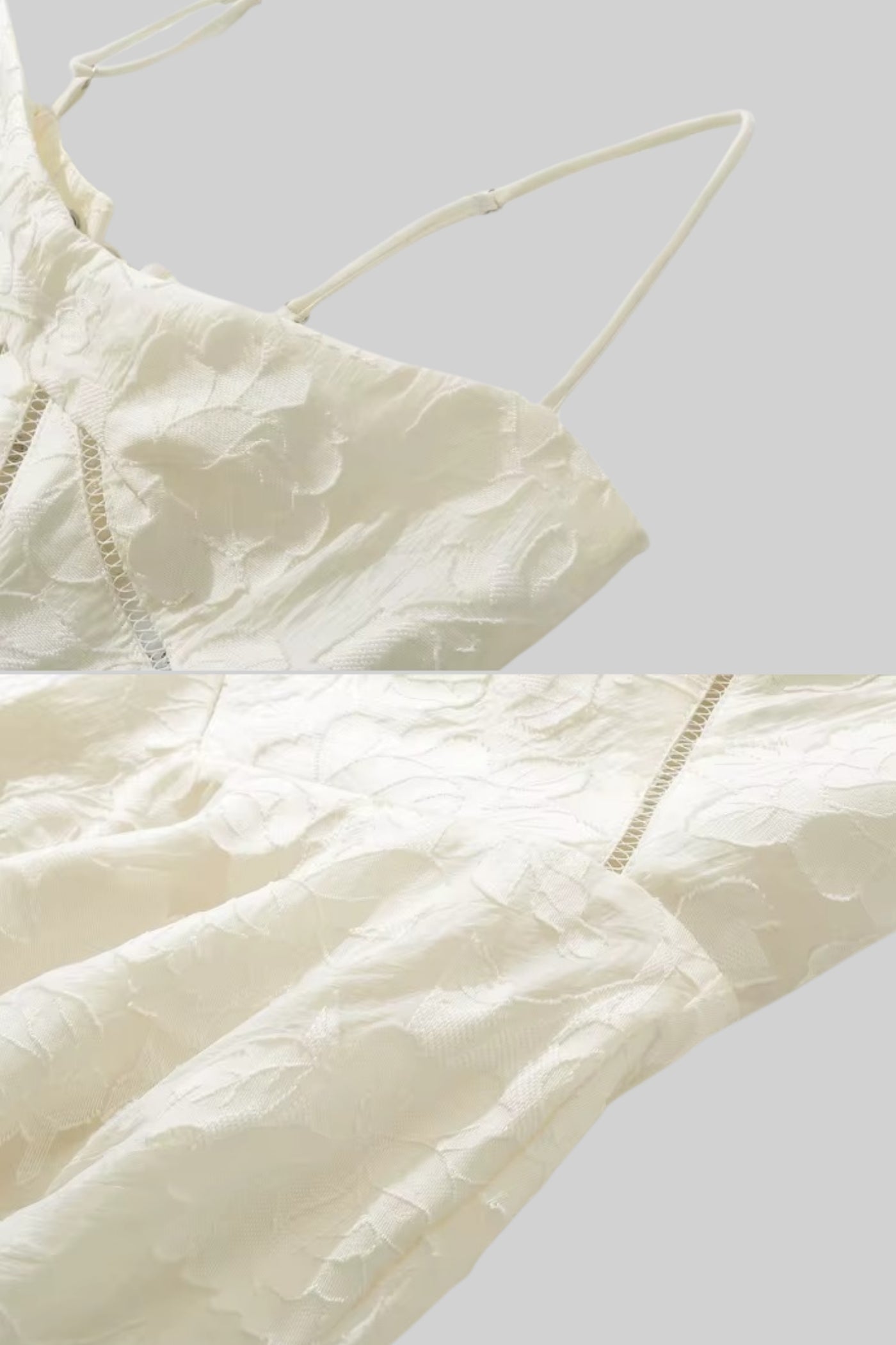 Rochie Mini cu Model Floral Subtil, Corsaj Conform și Fustă Evazată - Ivoire