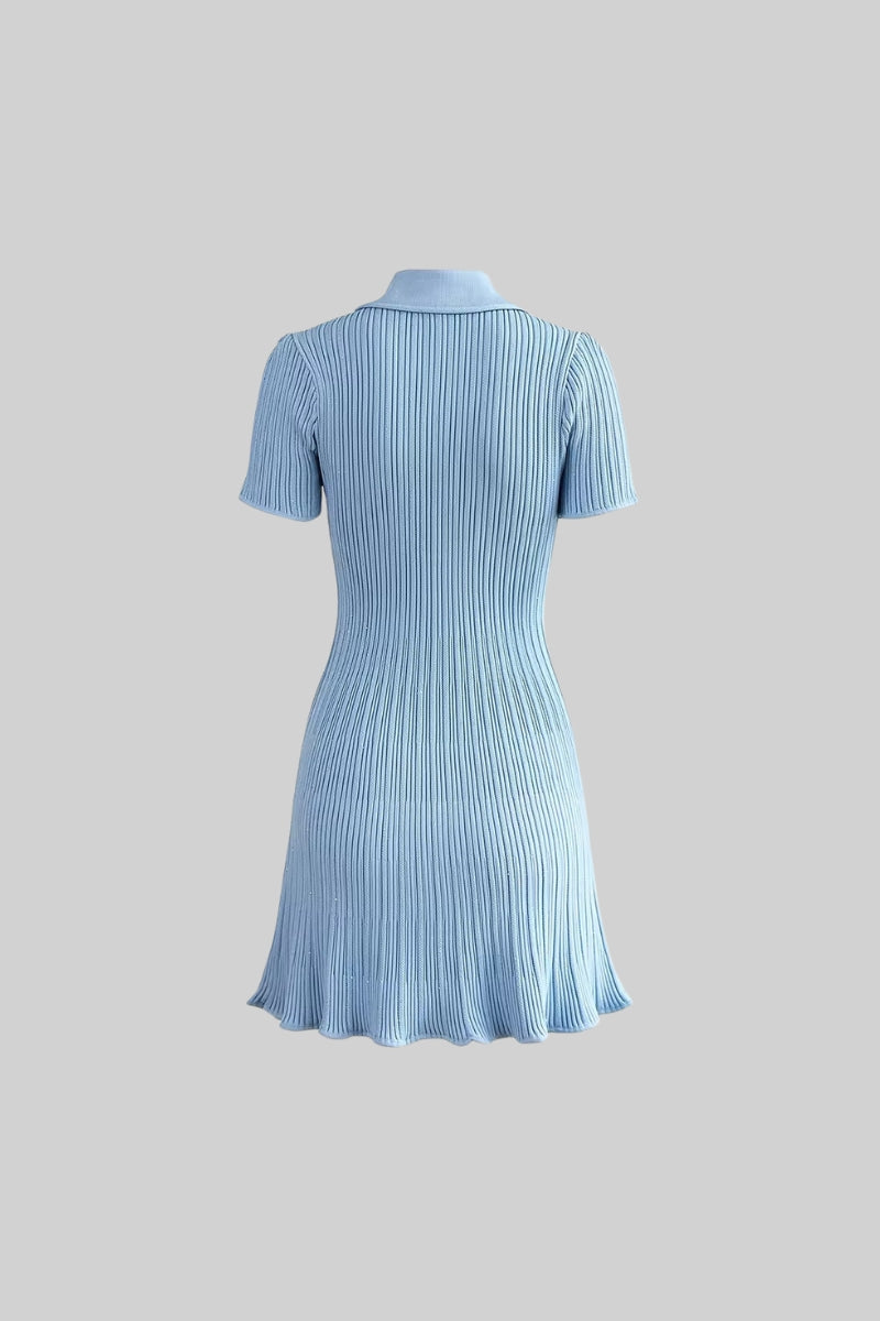 Rochie cu mâneci scurte și croială tip clepsidră cu detalii diamant - Baby Blue