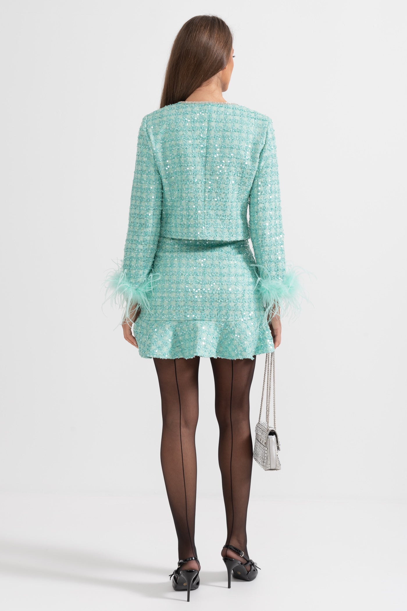 Set coordonat sclipitor din 2 piese - Verde mentă