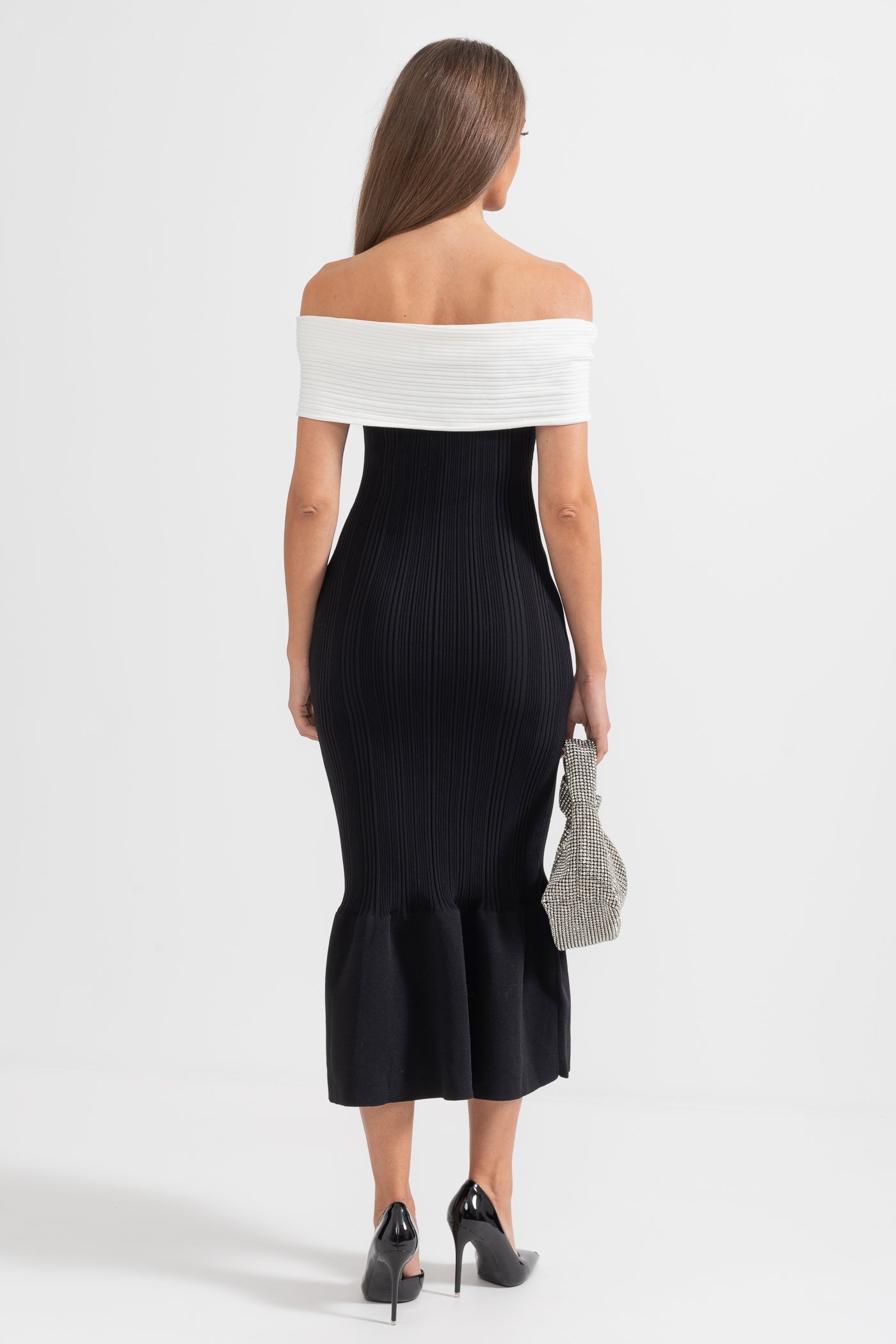 Rochie Midi Sophisticated Mermaid Bow - Negru