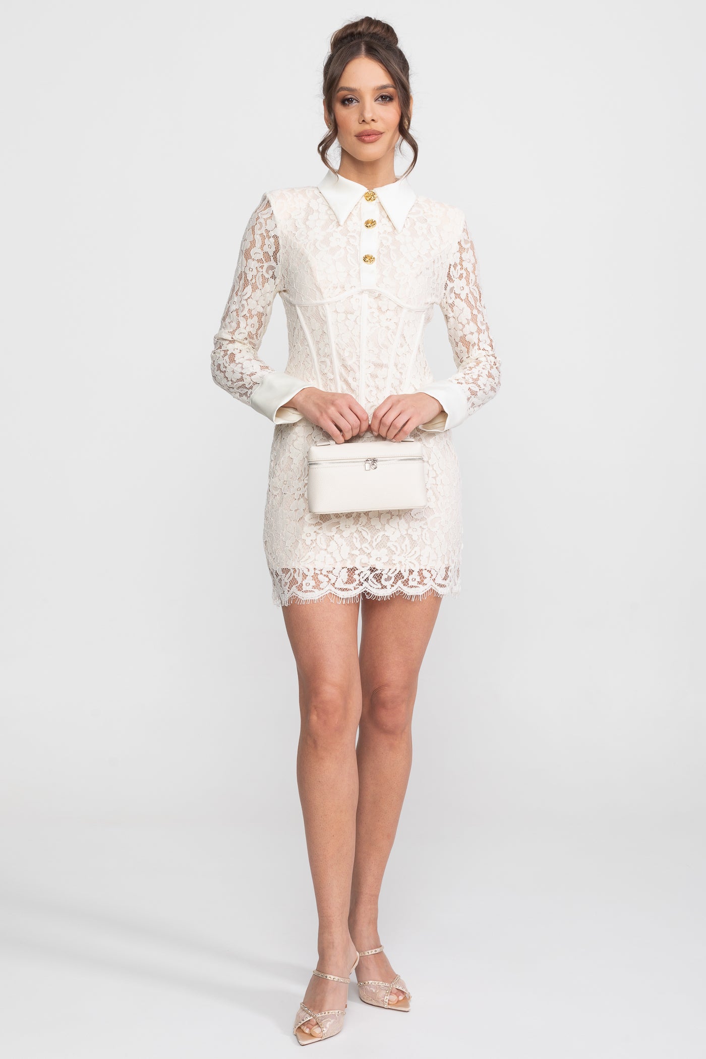 Rochie mini tricotată fără mâneci, cu tiv scallop - Ivoire