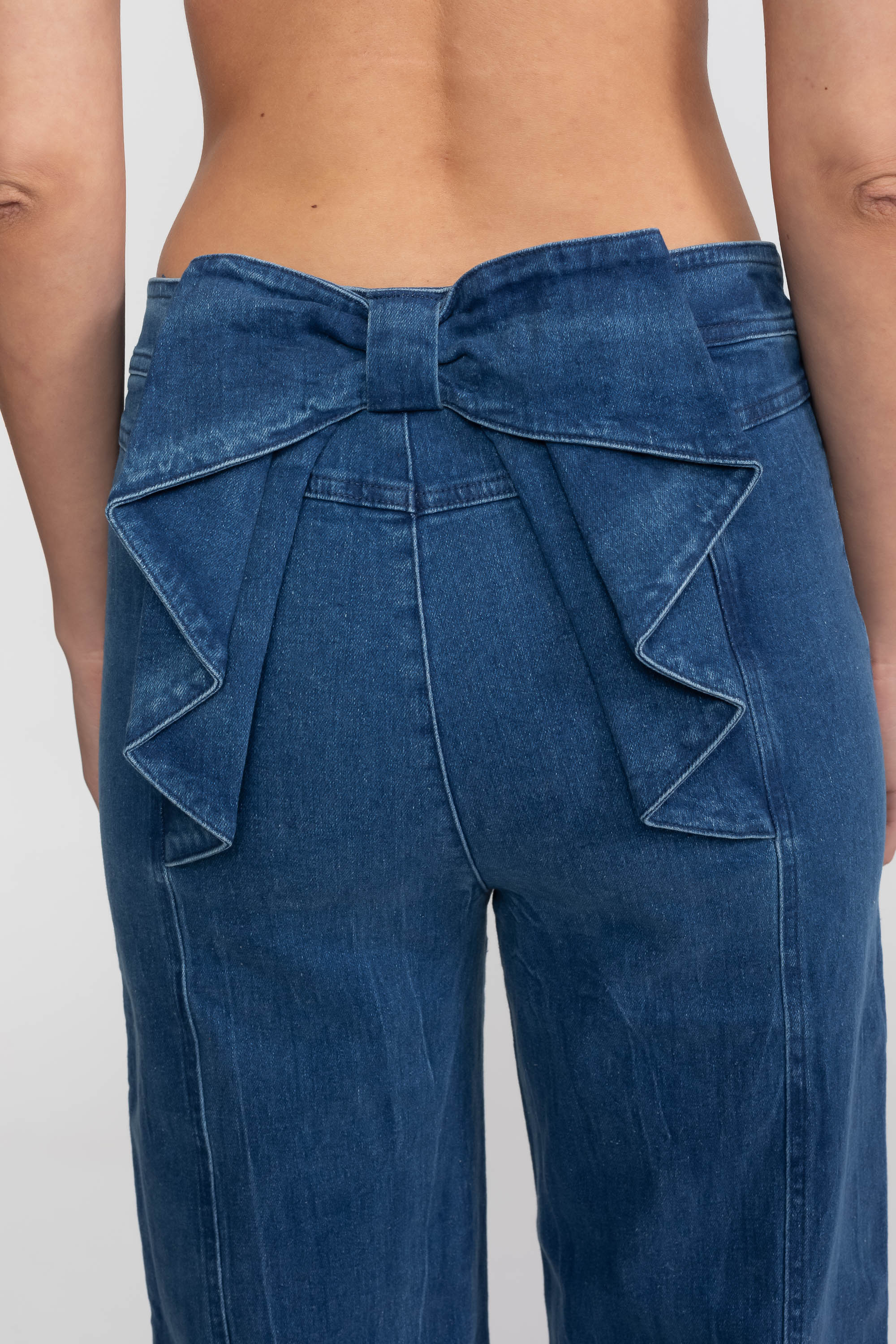 Blugi cu croială wide-leg și talie înaltă, cu buzunare aplicate - Blue