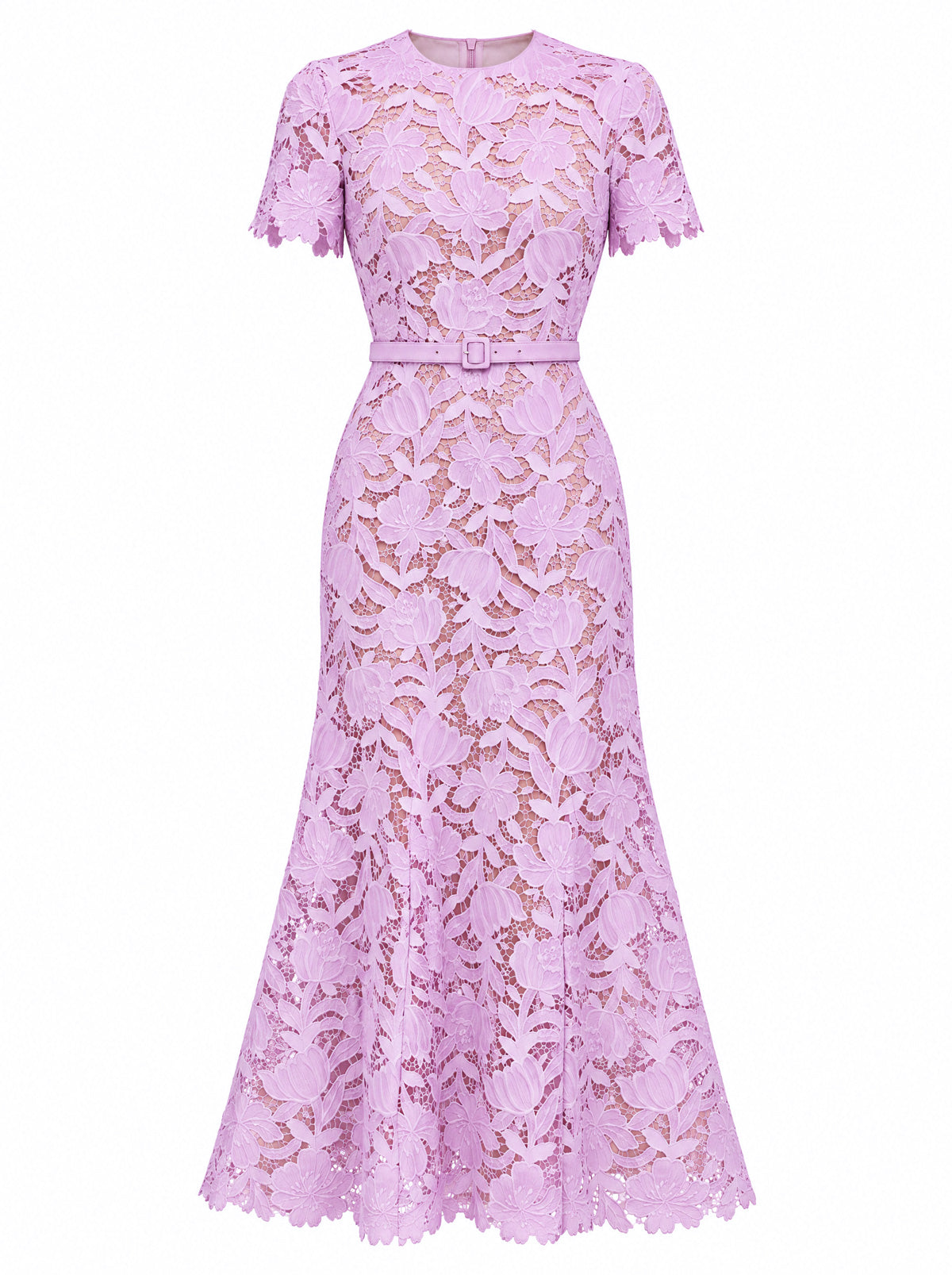 Rochie midi din dantelă Guipure florală - Lilac