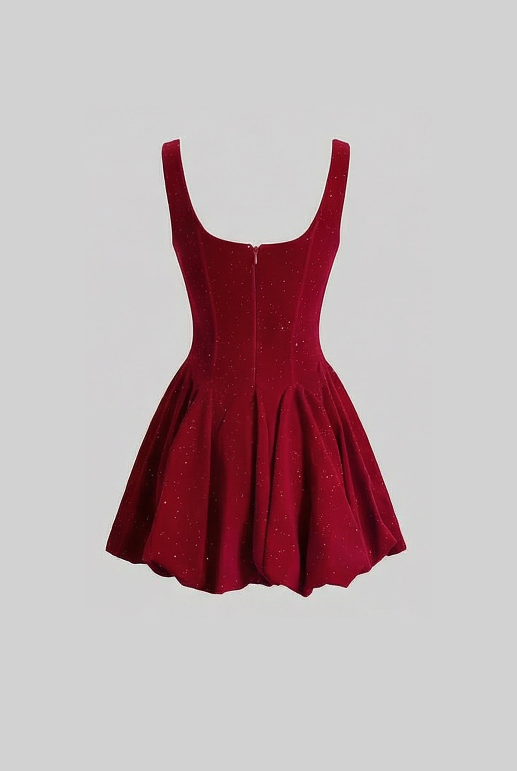 Rochie Mini Corset din Catifea cu Guler Împodobit cu Cristale – Burgundy