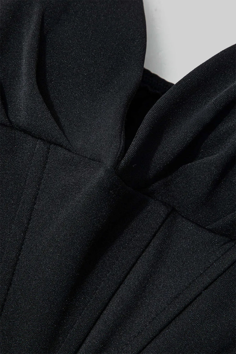 Rochie midi sofisticată fără bretele, cu corset ajustat - Negru