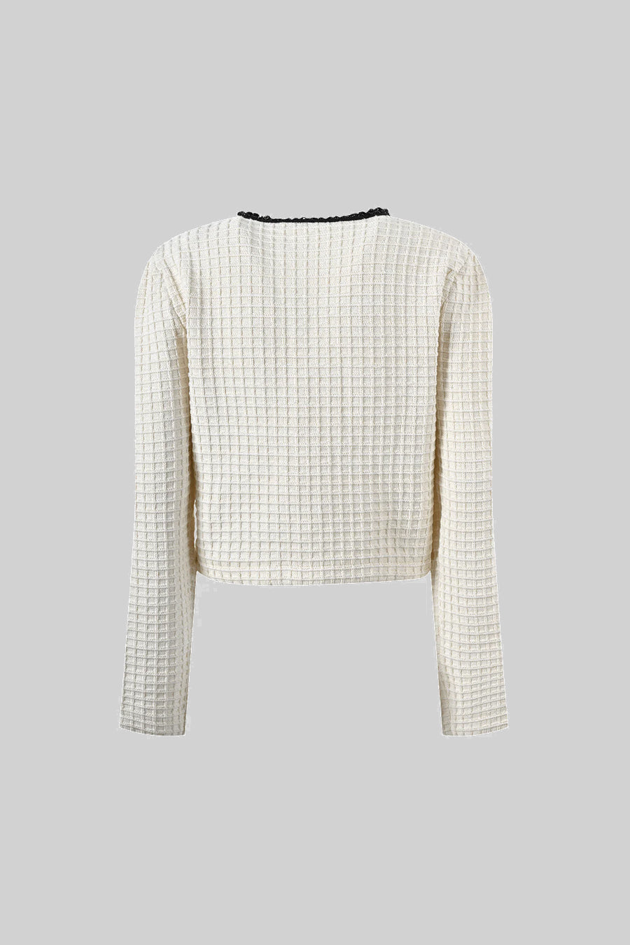 Set Tweed Co-Ord cu Detalii Negre - Ivoire