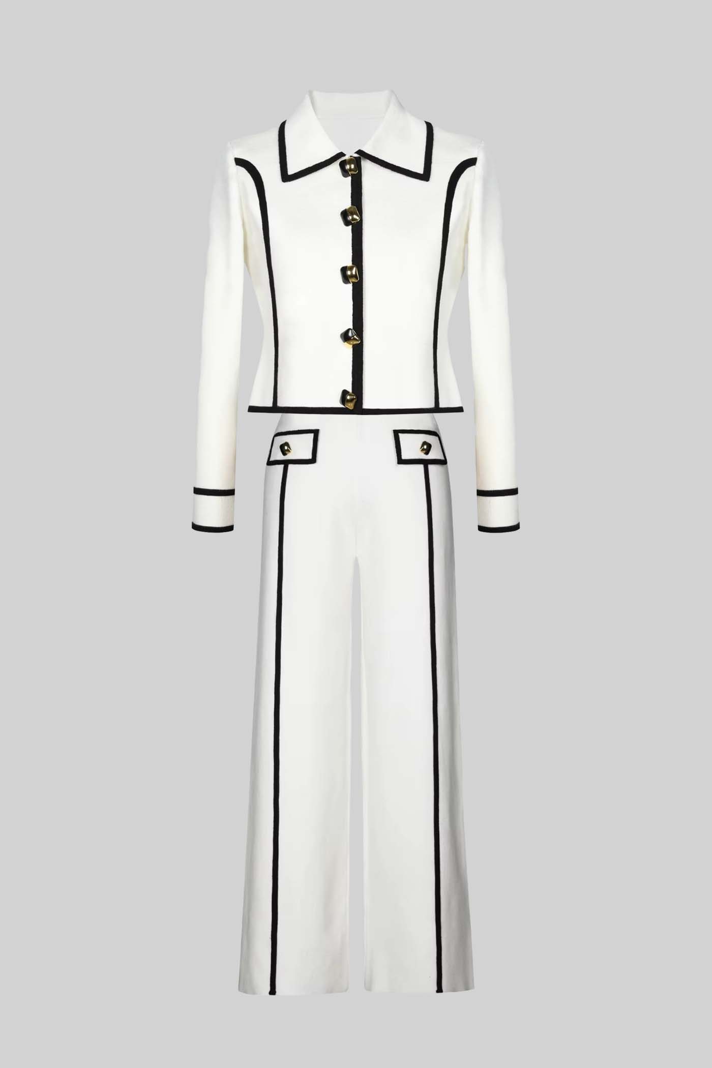 Tailored Ensemble With Contrasting Trim - White