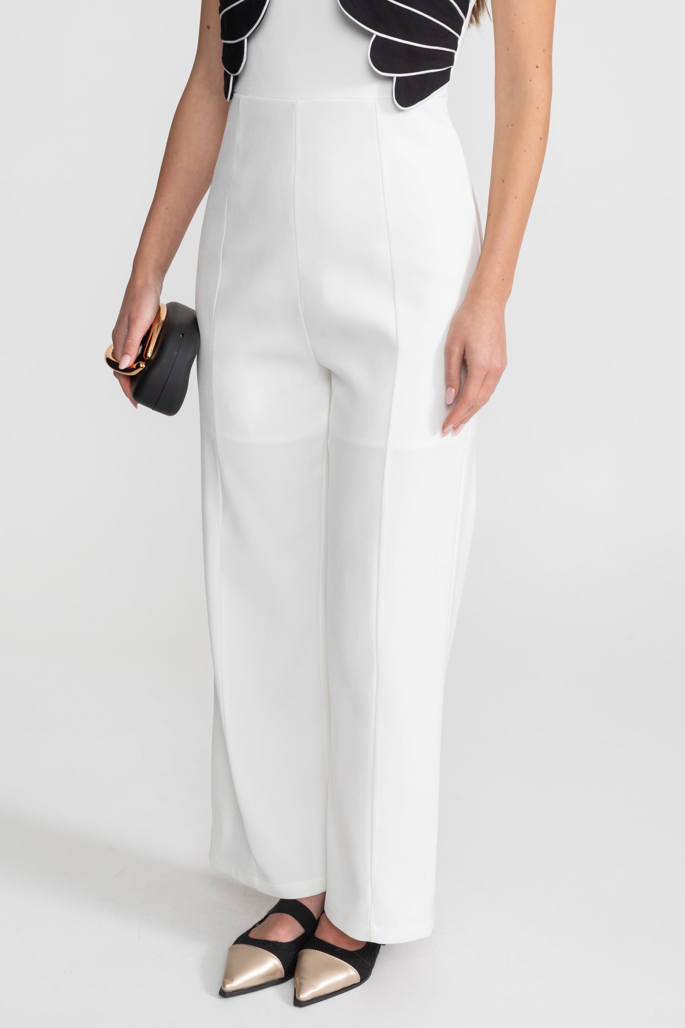 Wing Detail Jumpsuit – White & Black