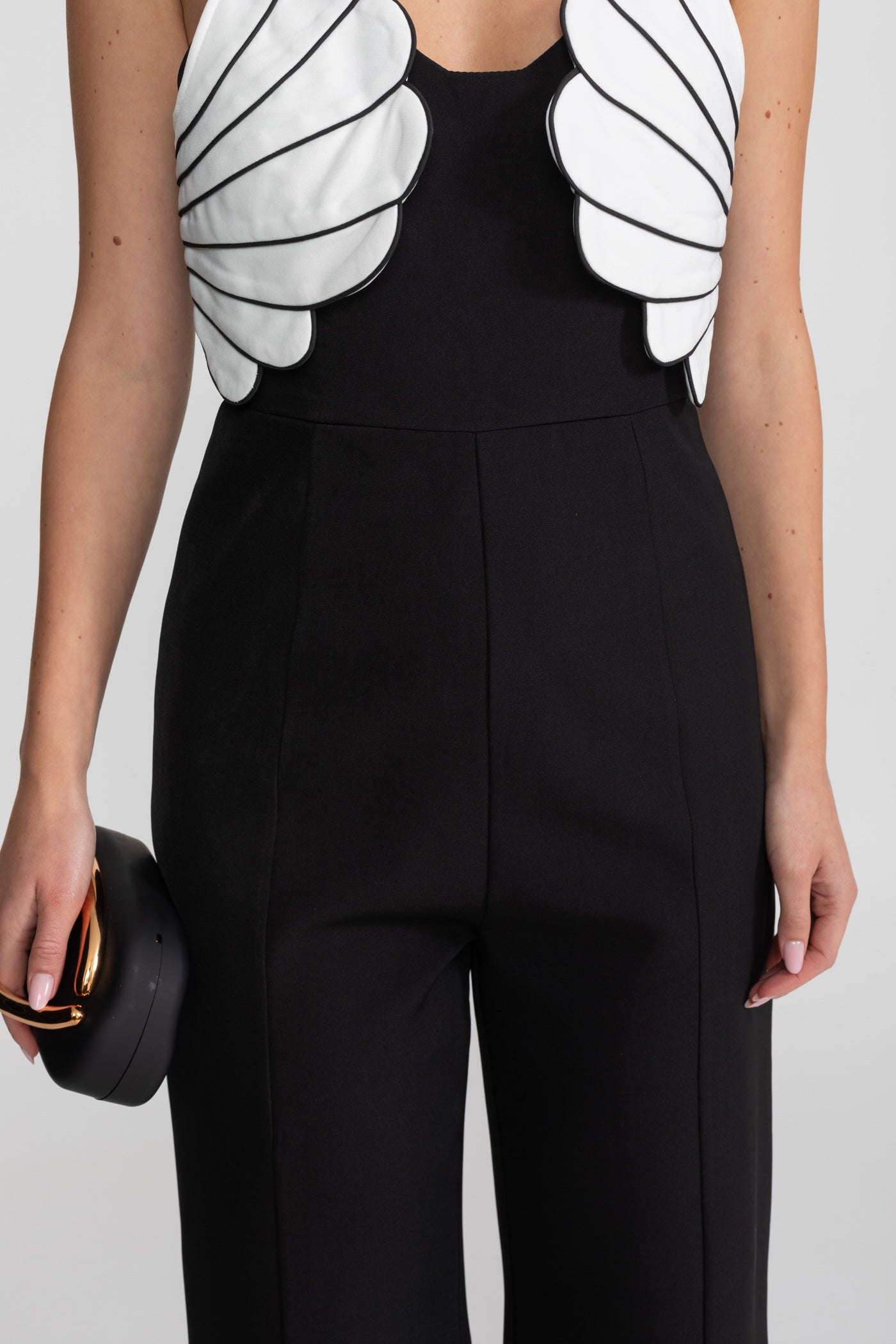 Wing Detail Jumpsuit – Black & White