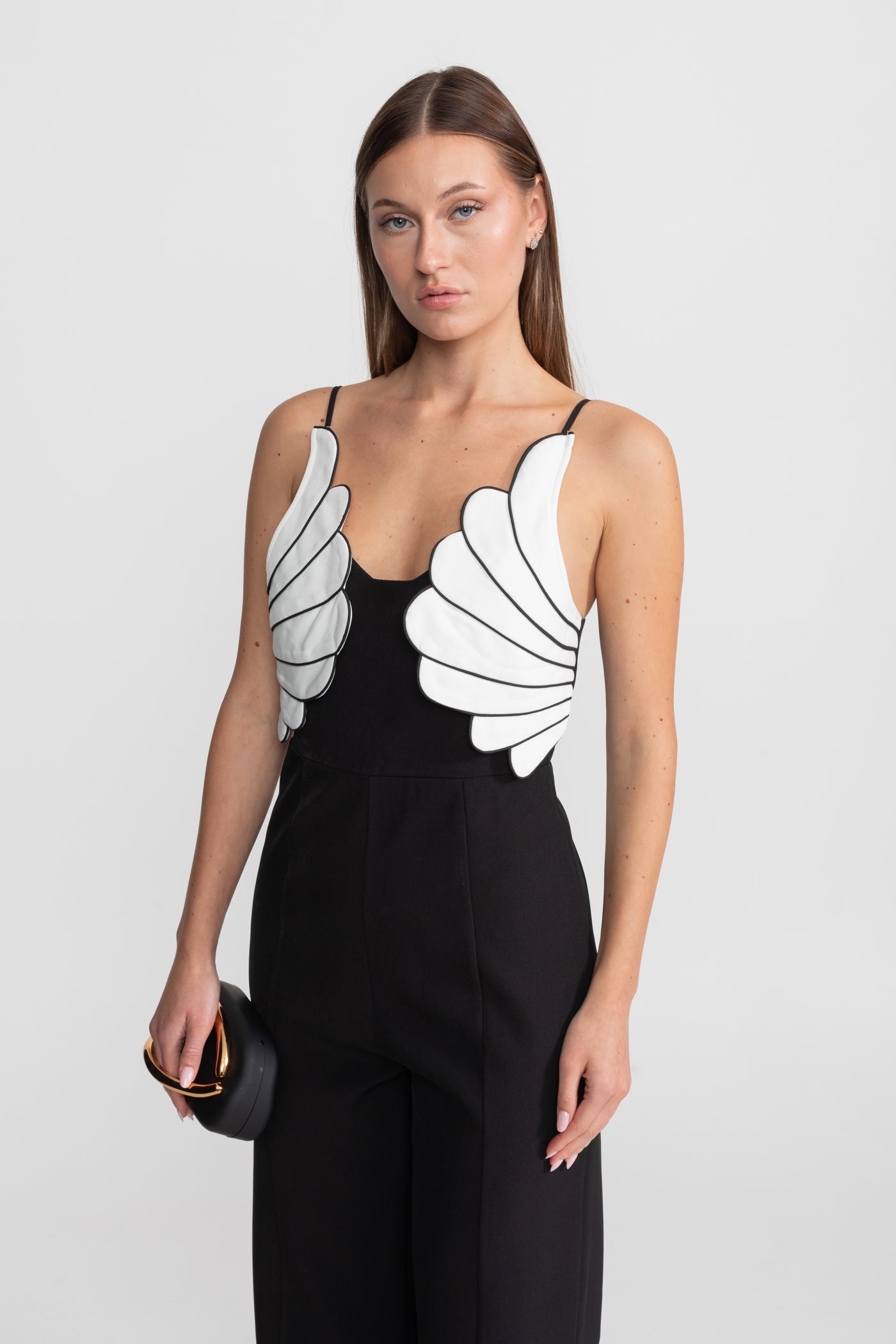 Wing Detail Jumpsuit – Black & White
