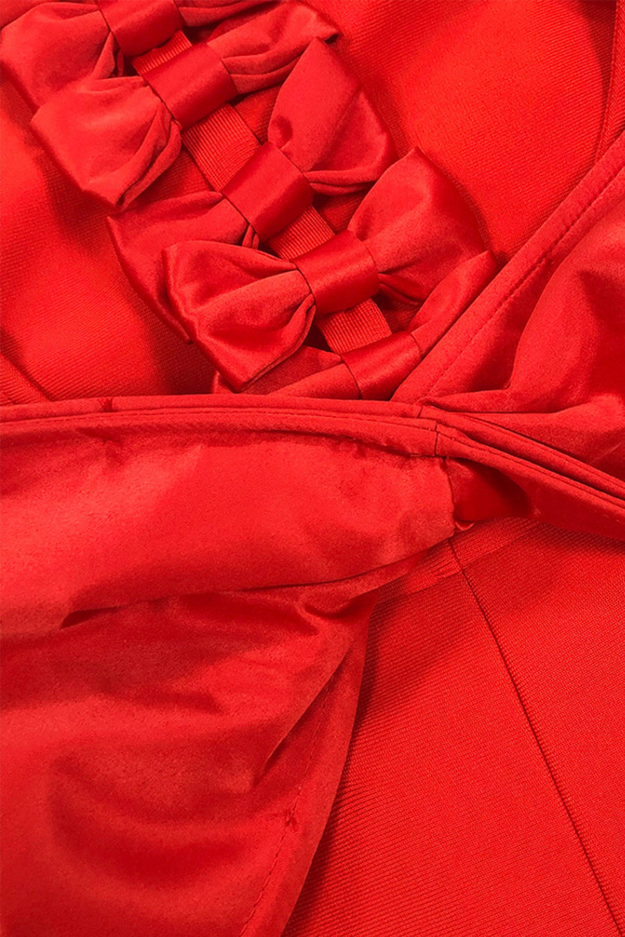 Rochie Elegantă cu Detalii de Fundă la Spate - Roșu