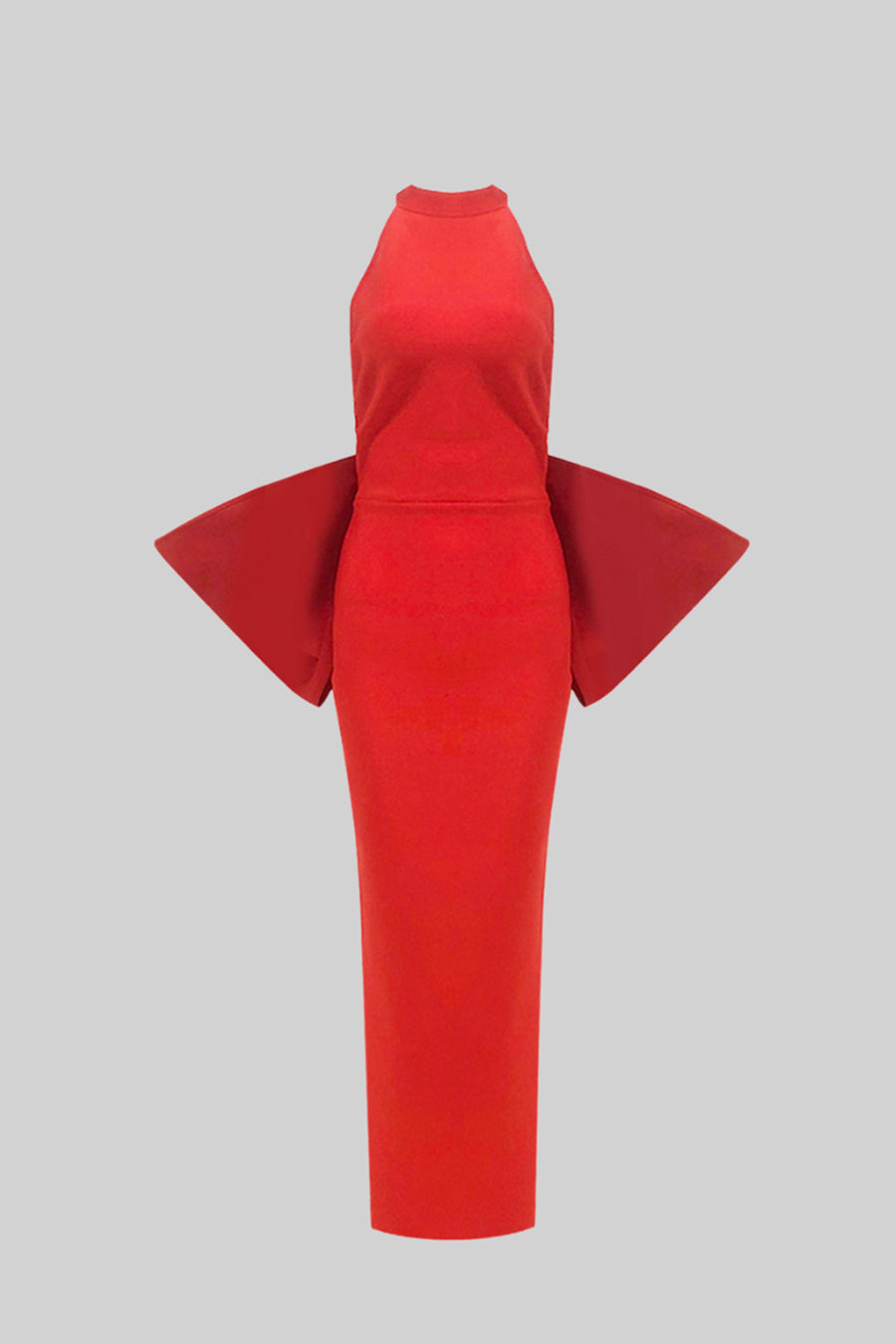 Rochie Elegantă cu Detalii de Fundă la Spate - Roșu