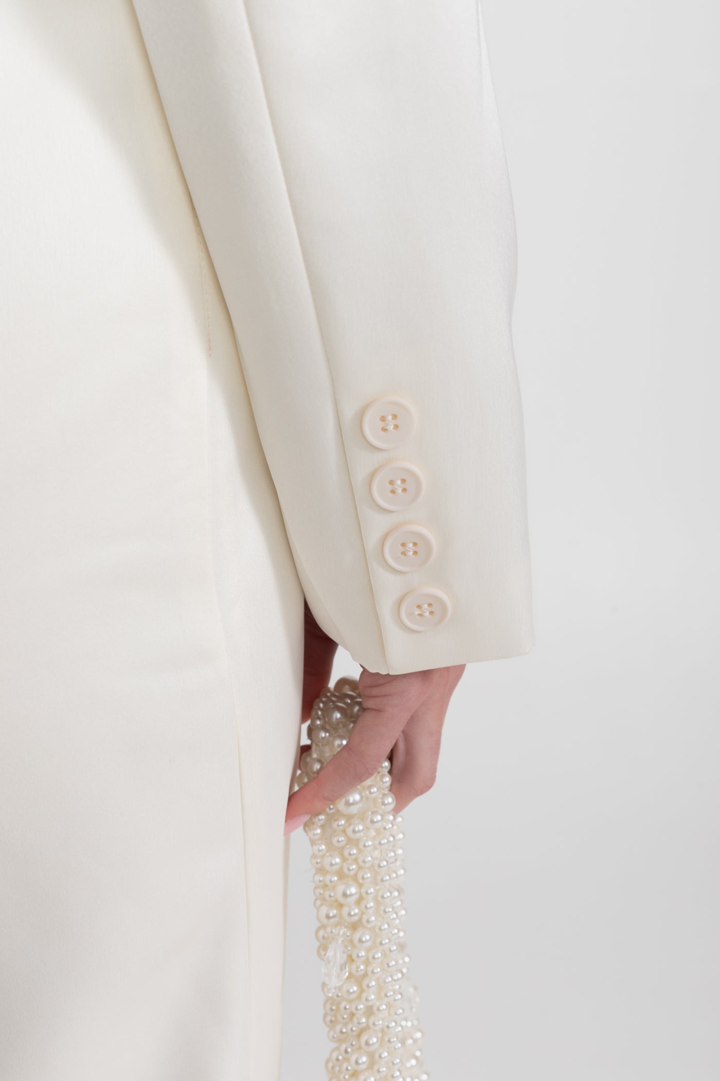 Satin Rose Embellished Blazer Dress – Ivoire