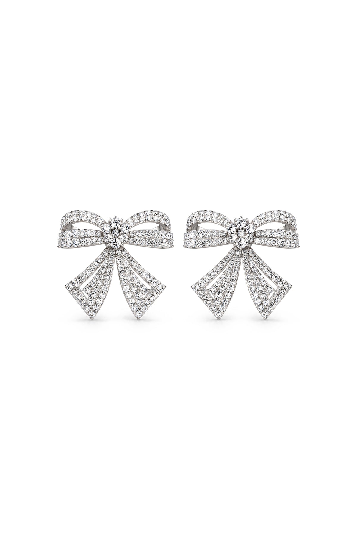 Cercei statement Crystal Bow - argintii 
