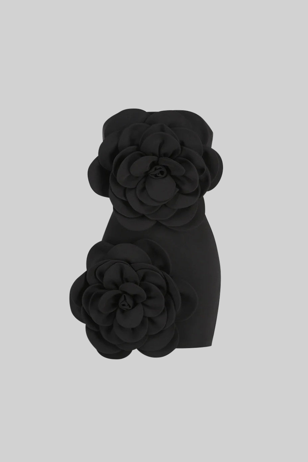 Rochie mini cu design floral voluminos - Negru 