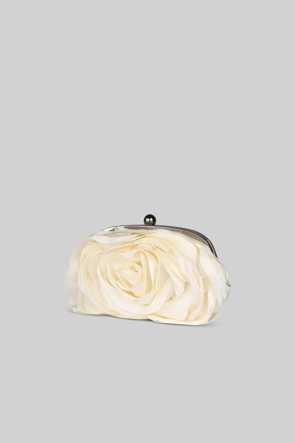 Clutch din satin cu flori - Bej 