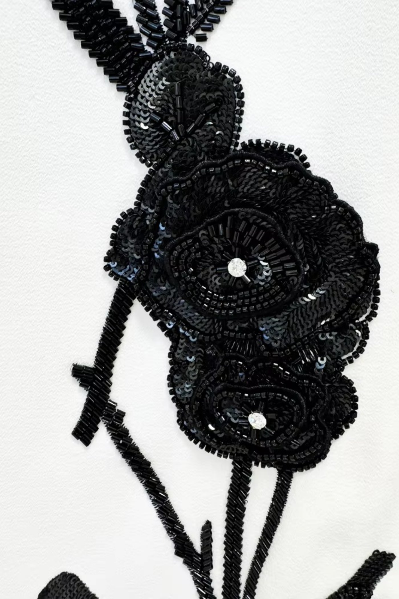 Long Sleeved Mini Dress With Contrasting Floral Embroidery - White