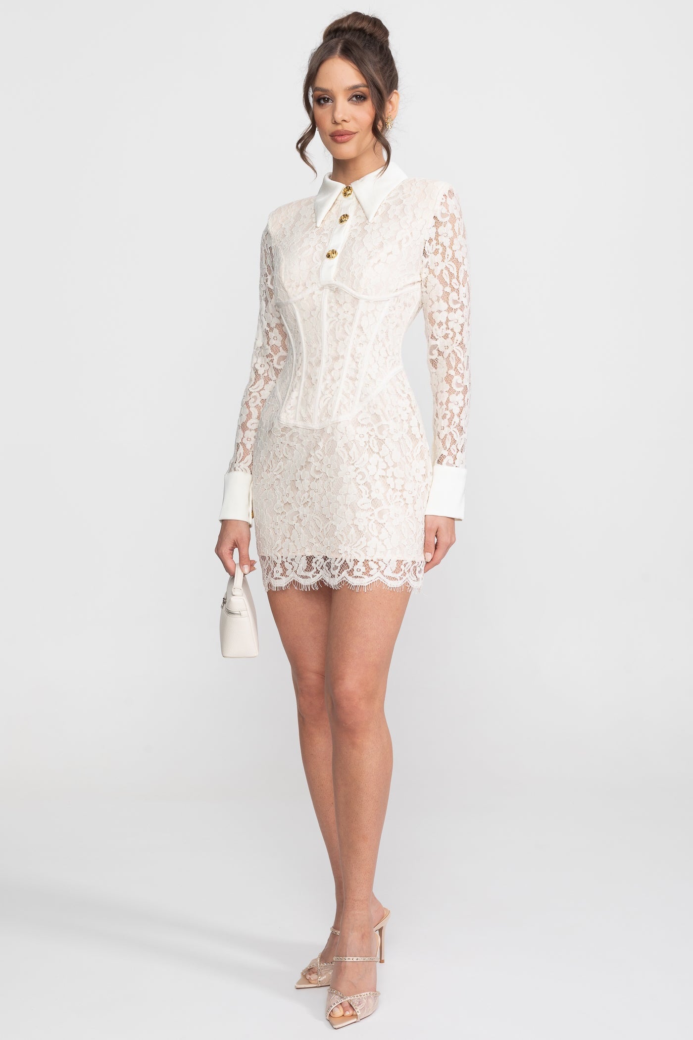 Rochie mini tricotată fără mâneci, cu tiv scallop - Ivoire 