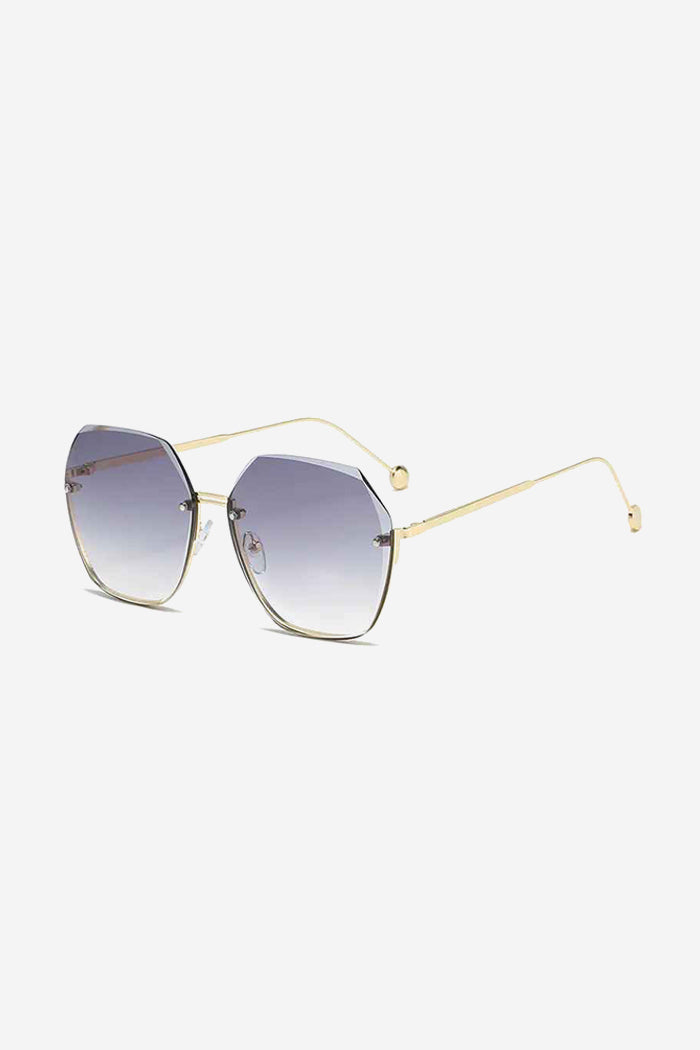 Oversized Hexagon Sunglasses with Ultra-Thin Gold Frame – Purple