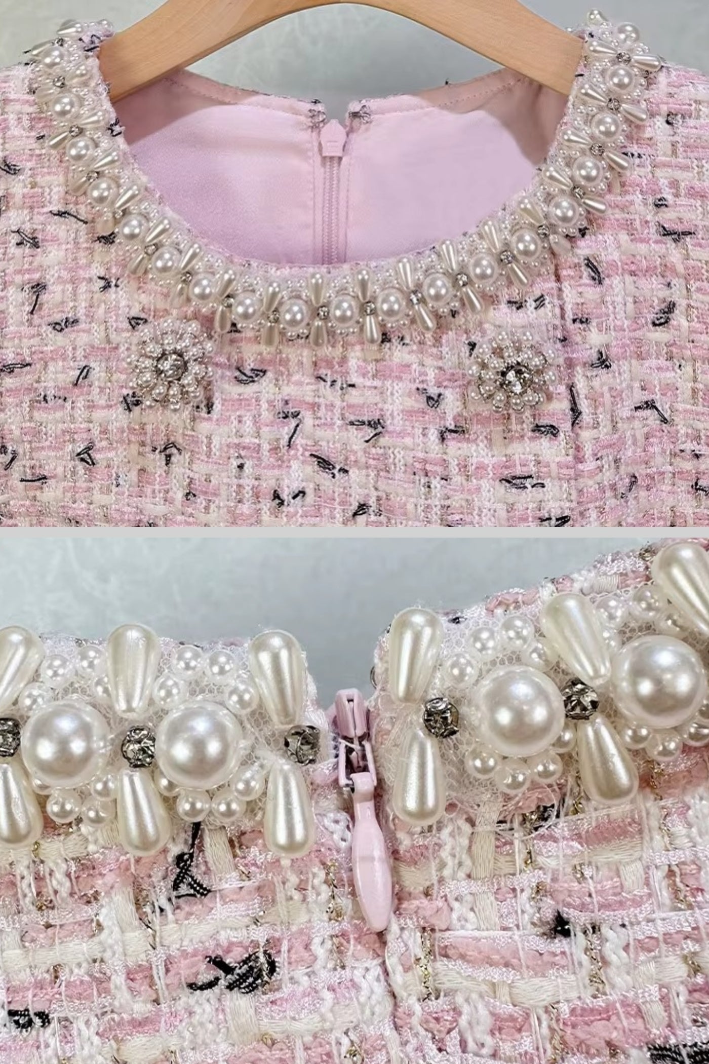 Elegant Textured Mini Dress With Short Sleeves And Matching Belt - Pink