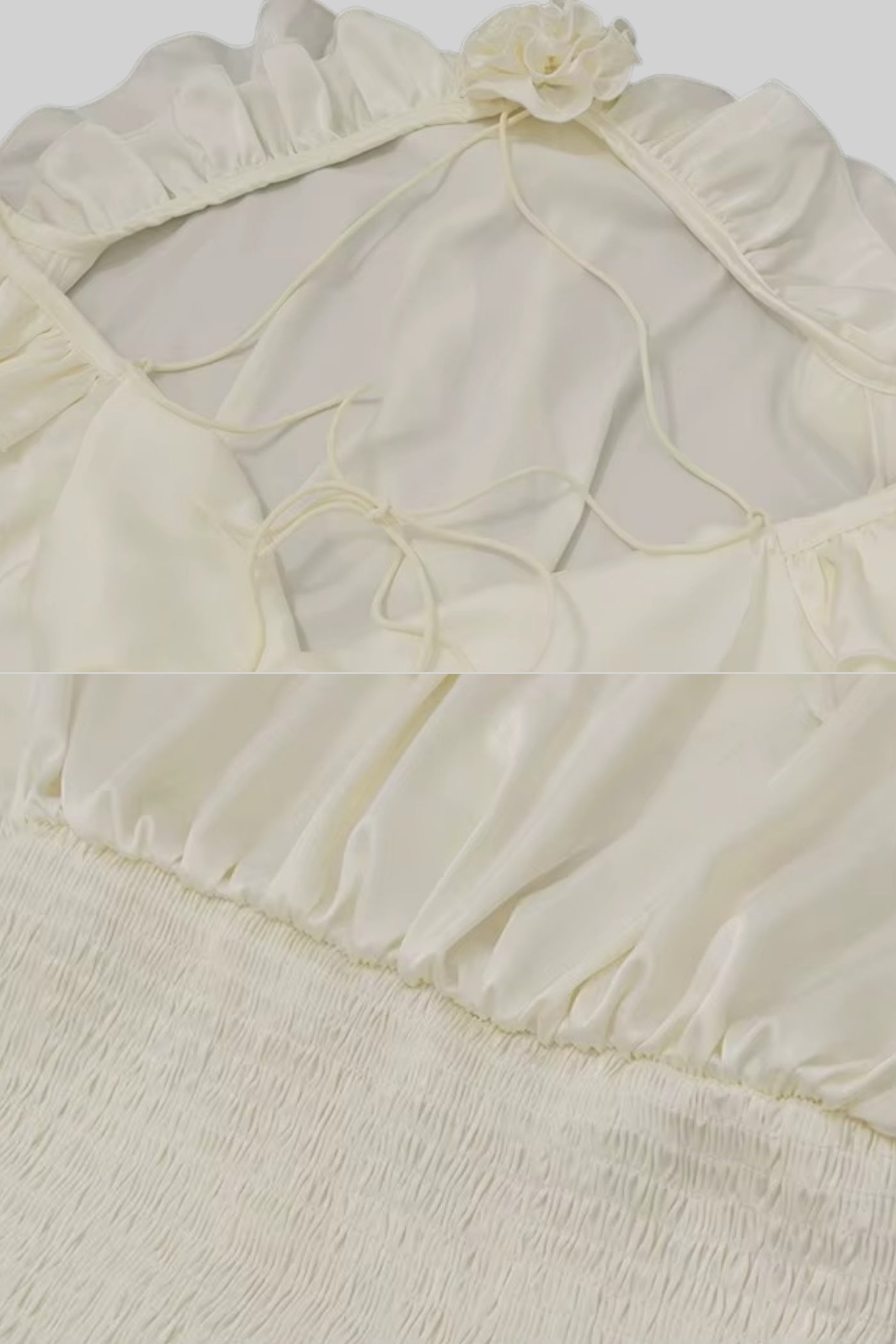 Elegant Dress With Ruffled Layers And Flared Sleeves - Ivoire