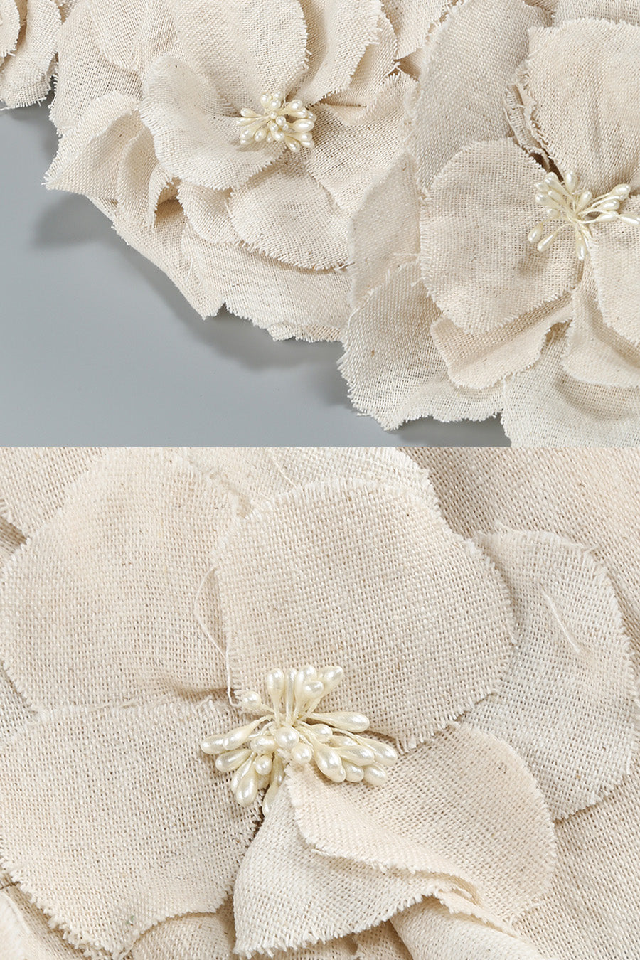 Rochie bustieră cu aplicații florale 3D - Ivoire 