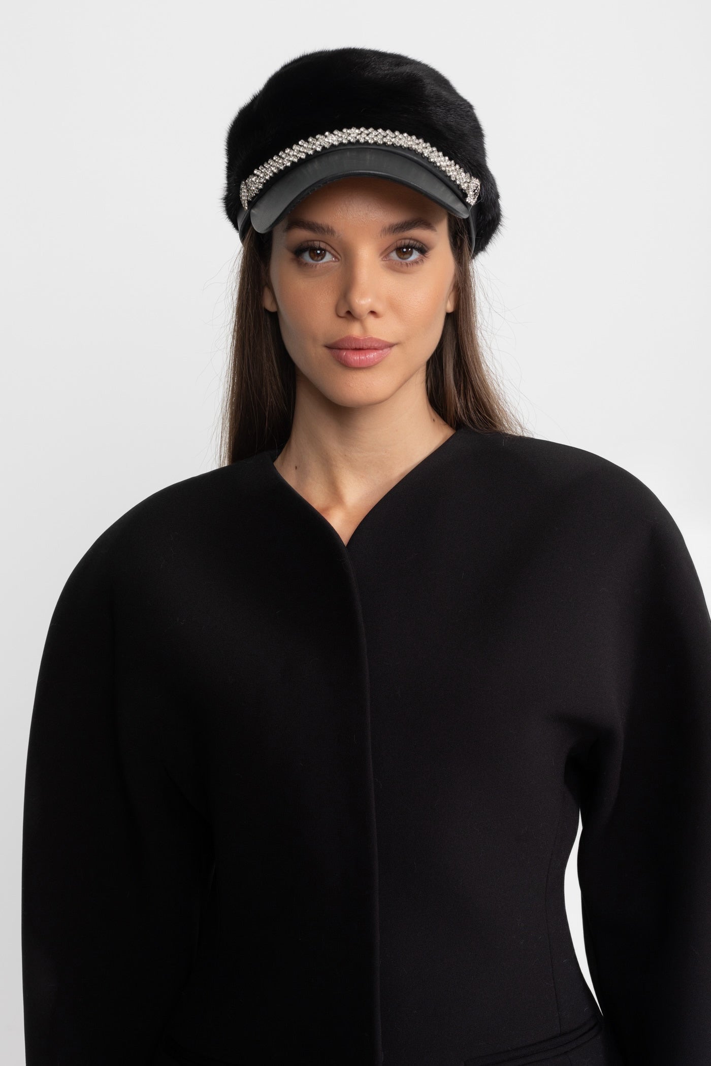 Sacou minimalist croit, cu design curat fără guler – Negru 