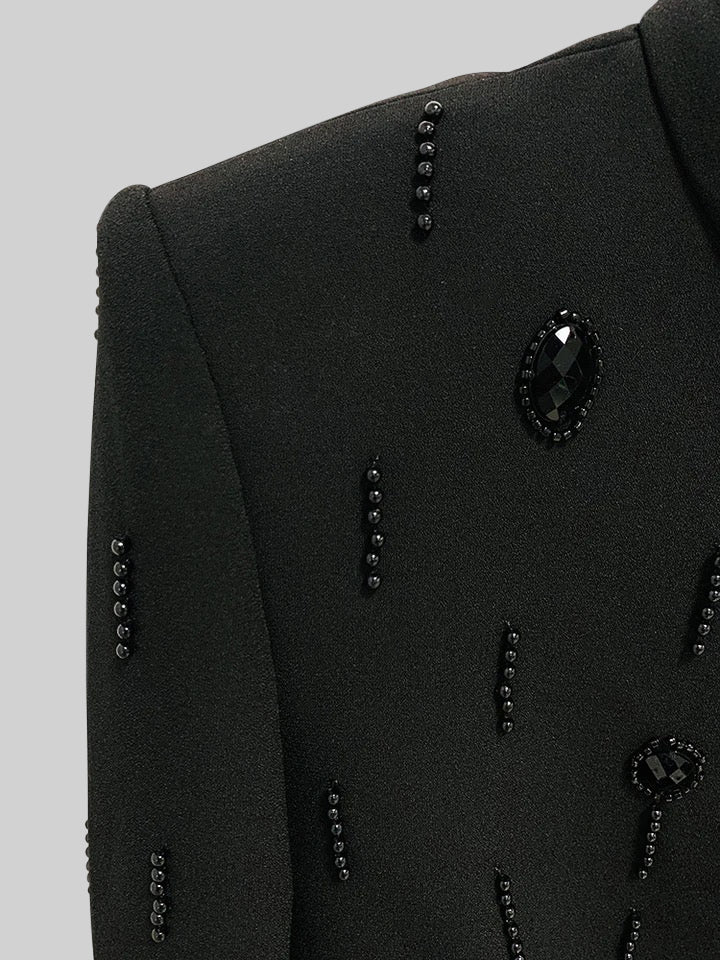 Set coordonat cu diamante și fustă mini - Negru 