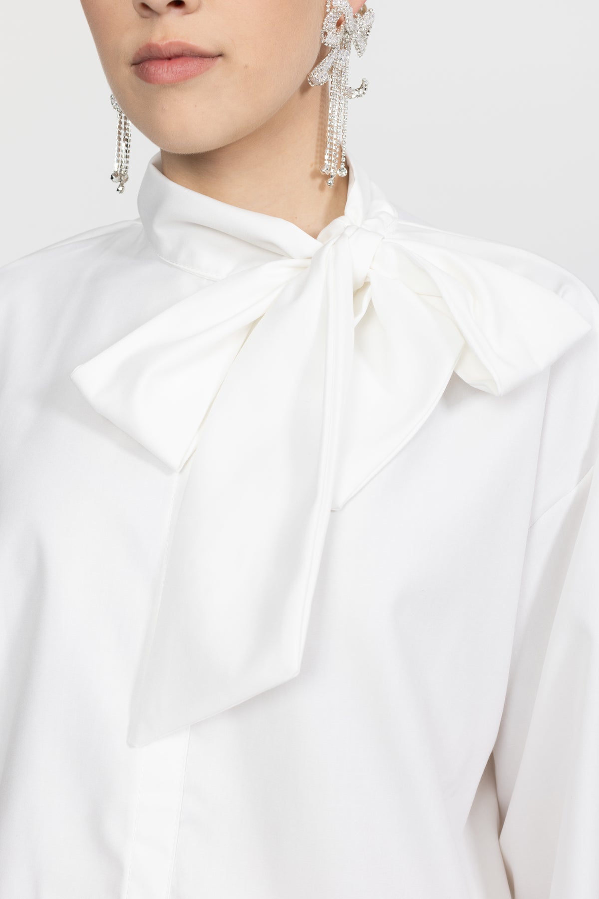 Oversized Tie Neck Blouse - White