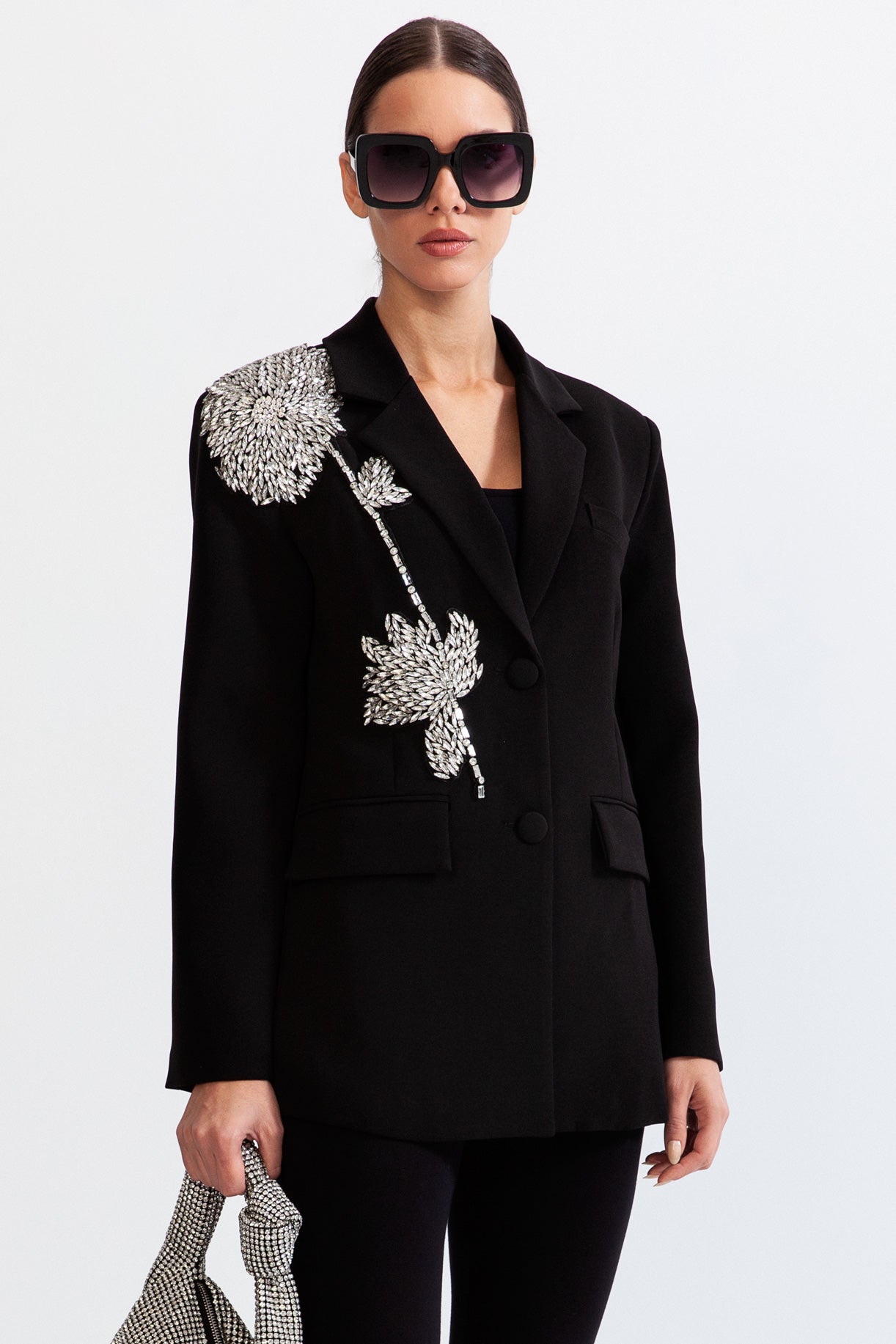 Sacou cu un singur rând de nasturi Jewel - Negru 