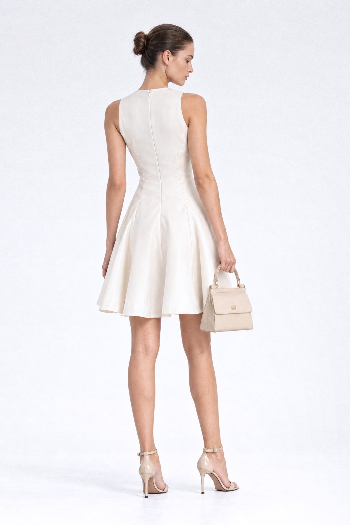 Rochie mini Mikado cu guler decorat - Ivoire 