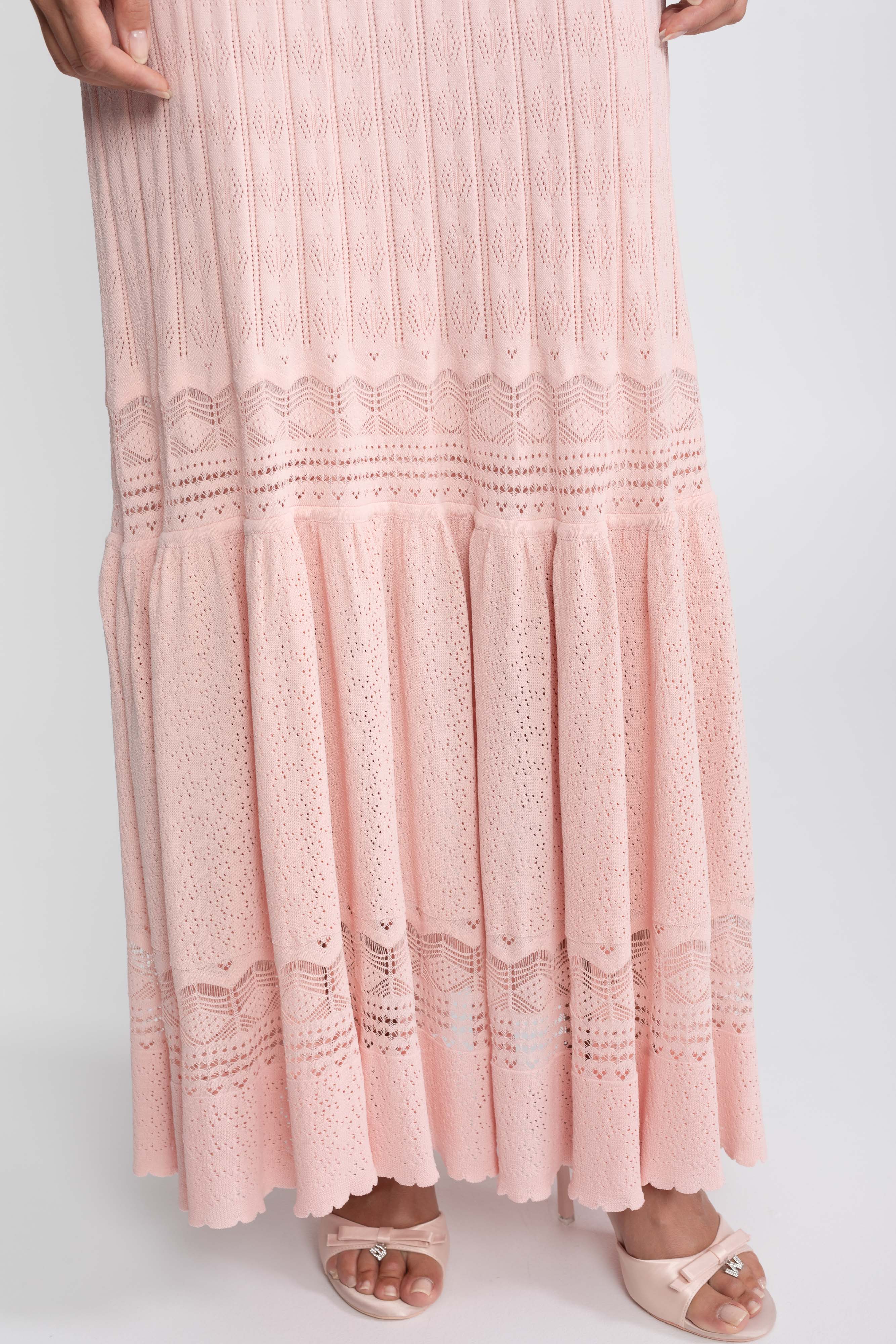 Two-Piece Knit Co-Ord Set With Ruffled Waist - Pink