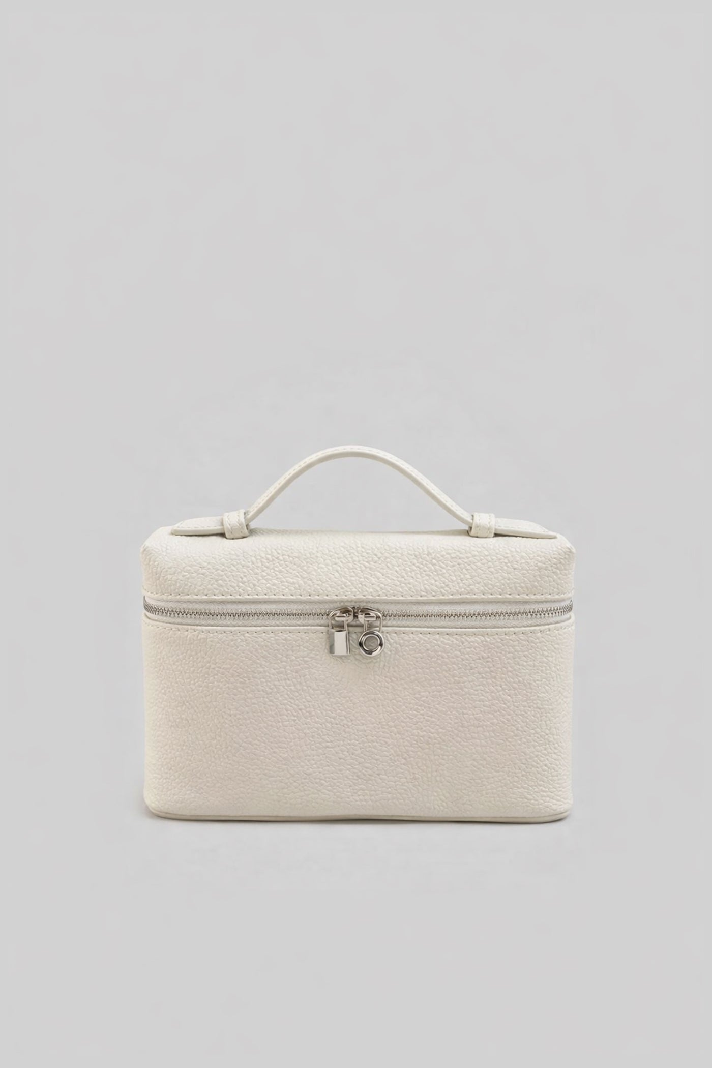 Structured Vanity Bag With Top Handle - White